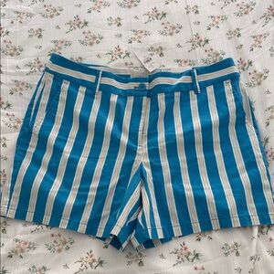 LOFT 6 inch curvy short Turquoise and White Striped size 14 Shorts